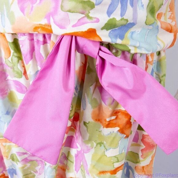 Vintage Sylvia Whyte for Saks Fifth Avenue multicolor floral print dress size 14 - Picture 7 of 16